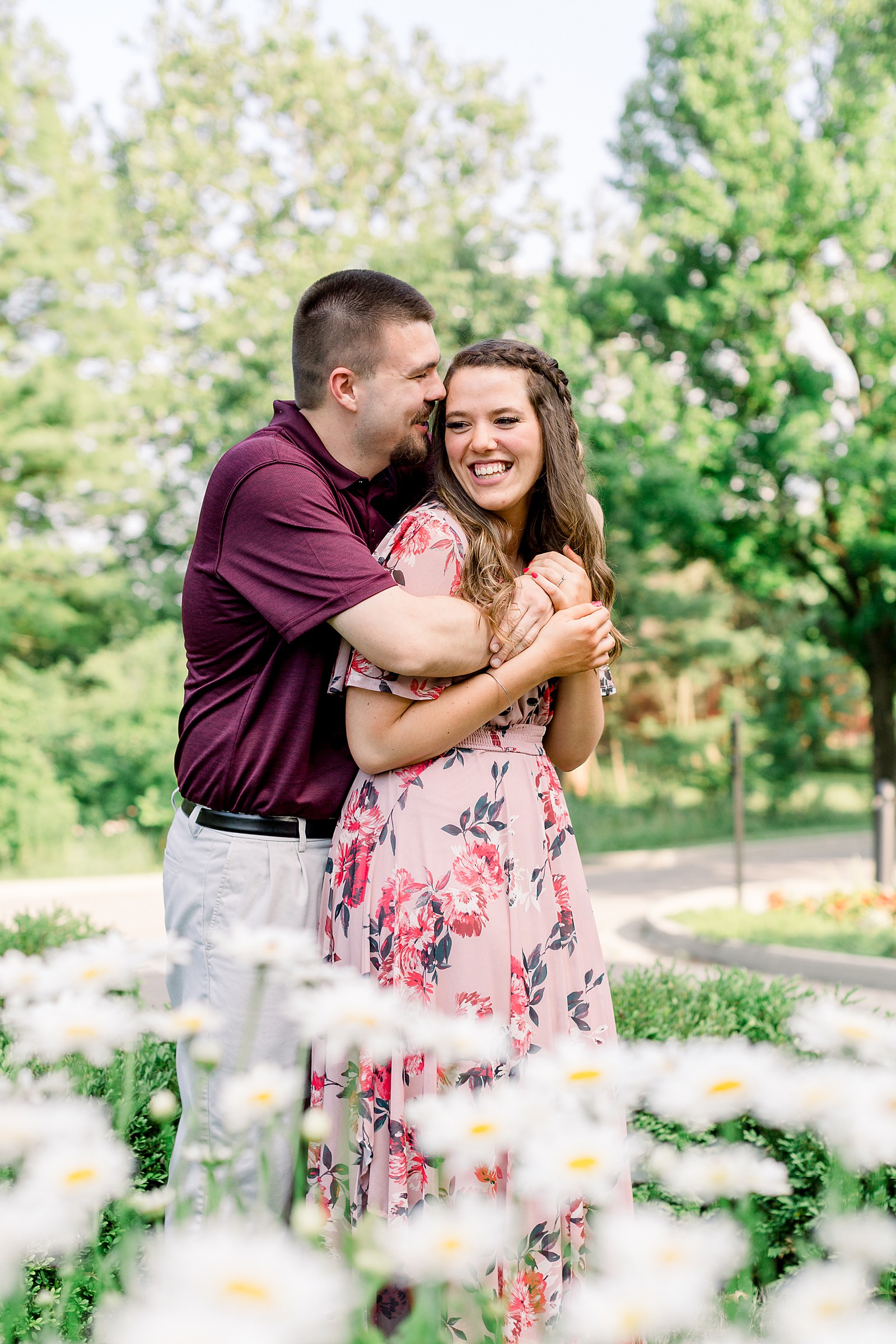 Engagement photos at Coxhall Gardens in Carmel, Indiana